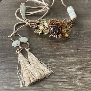 1920’s Vintage Style Gold Fabric Choker Necklace